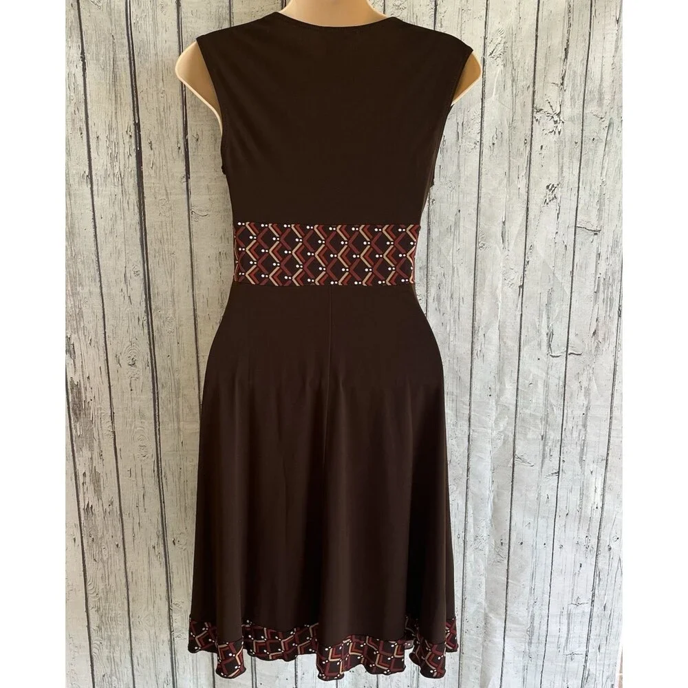 Vintage Candies Womens Y2K Babydoll Dress Size Small Preppy Brown Geometric